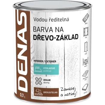 barva a nátěr na dřevo Denas základní barva na dřevo 0,7 kg bílá