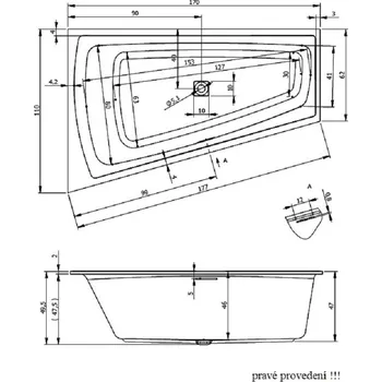 Vana Riho vana STILL SMART Pravá FALL bílá 1700 x 1100 mm typ BR03 bez noh