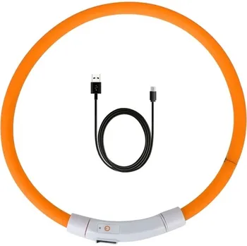Obojek pro psa Svítící USB LED obojek pro psy průměr 16 cm - oranžový