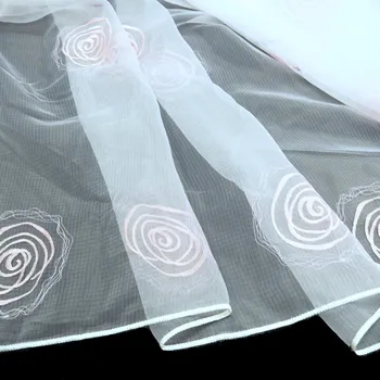 Organzová záclona Květy růžové bez obšití 280