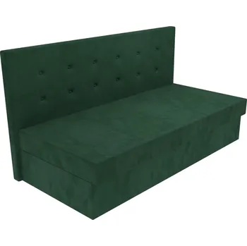 Postel Čalouněná postel Ava s čelem s knoflíky, lamelovým roštem a úložným prostorem - Tmavě zelená, 80 x 200 cm, Bez navýšení, Molitanová 13 cm