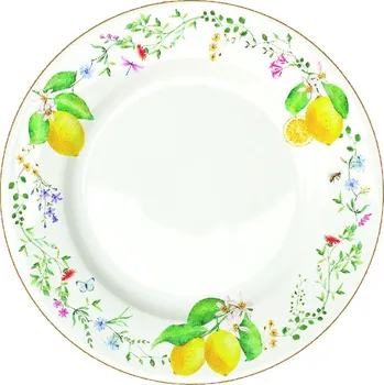 Talíř Easy Life, Itálie Easy Life - Porcelánový jídelní talíř Fleurs Et Citrons - 26,5 cm Barva: jako na obrázku