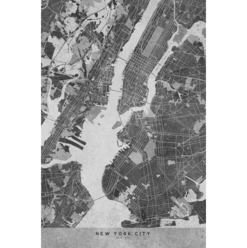 Plakát Plakát, Obraz - Map of New York City in gray vintage style, Blursbyai