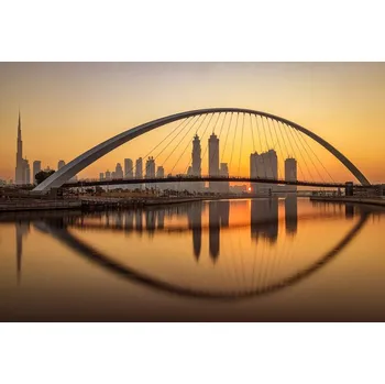 Plakát Plakát, Obraz - Sunrise at the Dubai Water Canal, Mohammed Shamaa