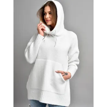Dámský svetr Stylový svetr s kapucí BUENO ecru, VELIKOST UNI ( S, M , L )