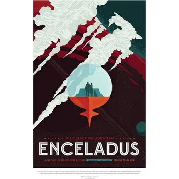 Plakát Plakát, Obraz - Enceladus (Retro Planet & Moon Poster) - Space Series (NASA)