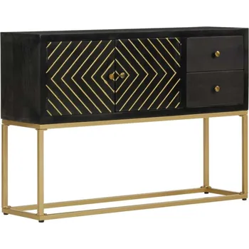 Příborník do zásuvky vidaXL Příborník černý a zlatý 110x30x75 cm masivní mangovníkové dřevo [353912]