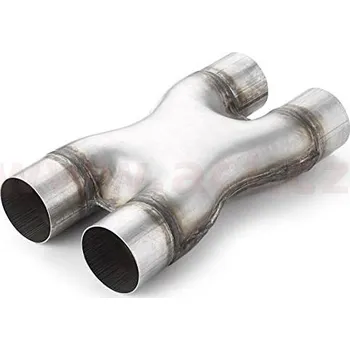 Výfuková trubka univerzální dvojitá trubka výfuku tvaru X, vnitřní průměr 55mm NEREZ