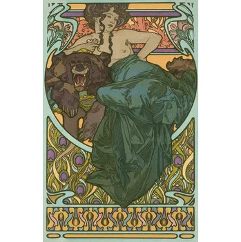 Plakát Plakát, Obraz - Woman and Bear (1901), Alfons Mucha