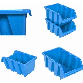 Úložný box Botle 10 kusů Stohovatelné boxy Krabička pro skladování Modrá barva 3 velikosti sklad dílna garáž;