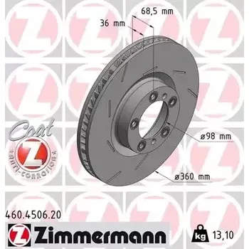 Brzdový kotouč ZIMMERMANN Brzdový kotouč COAT Z - 360 mm ZIM 460.4506.20