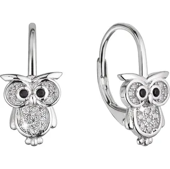 Náušnice EVOLUTION GROUP CZ Stříbrné náušnice sovičky se zirkony - 11501.1