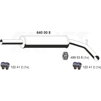 Výfukový systém Střední tlumič výfuku ERNST 640008