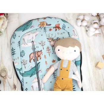 Podložka do kočárku prodloužená (Wild Animals, černý fleece)