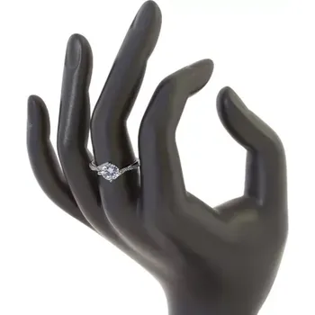 Prsten Zásnubní prsten ze stříbra 925 - čirý kulatý zirkon, propletená ramena - Velikost: 56