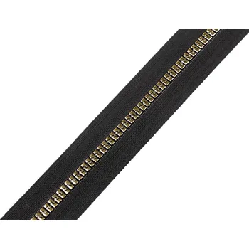 Zip kostěný No 5 designový metráž, barva 1 černá zlatá