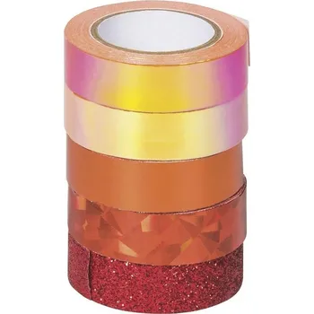 Lepicí páska Papírová páska mix červená Washi Tape-5ks