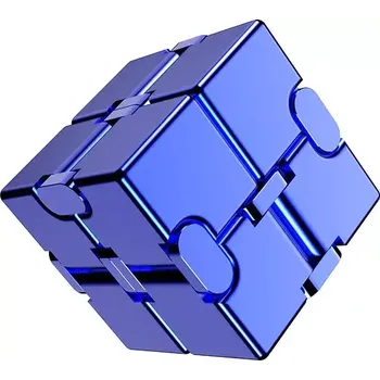Hlavolam Infinity Cube Antistresová kostka kovová - modrá Modrá