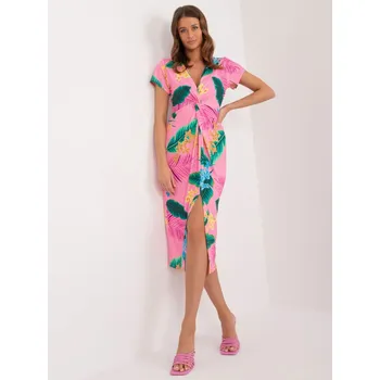 Dámské šaty Elegantní šaty Italy Fashion růžové s květy EU velikost: Univerzální