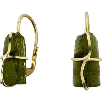 Náušnice Zlaté náušnice s vltavíny 2,650 g 1,3 cm x 0,7 cm