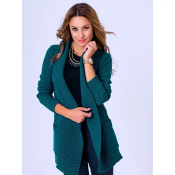 Dámský svetr Krásný dámský kardigan Wera smaragdově zelený, VELIKOST UNI ( S, M , L )