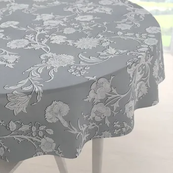 ubrus Dekorační kulatý ubrus PM-046 Zámecké květy na světle šedém Ø 100 cm