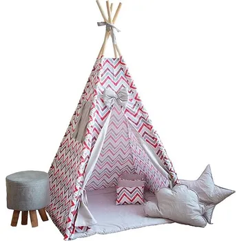 Dětský stan BabyTýpka teepee Cikcak red grey