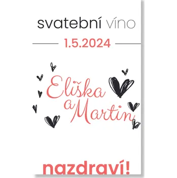 Party nádobí Personal Etiketa na láhev - Srdíčko Zvolte množství: od 15 ks do 30 ks