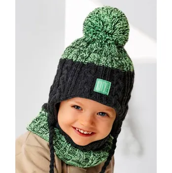 Čepice AJS Čepice a nákrčník AJS-46-444 Barva: B-jeansO, Velikost: 44-48