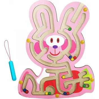 Dřevěná hračka Dřevěné magnetické bludiště zajíček