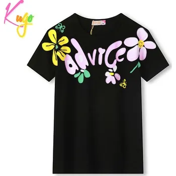 DÍVČÍ TRIČKO černé Kugo HC9334 (Dívčí letní tričko s krátkým rukávem)