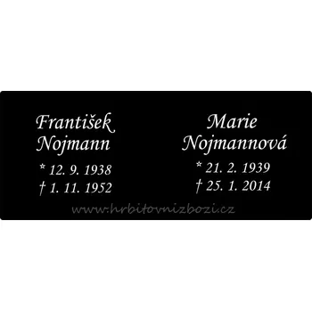 Smuteční dekorace Rytá cedulka pro dvě osoby 12 x 5 cm černá