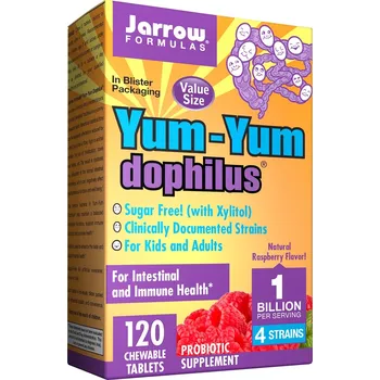 Zdraví Jarrow Formulas Jarrow Yum-Yum Dophilus (probiotika pro děti), 1 milarda organismů, 4 probiotické kmeny, Malina, 120 žvýkacích pastilek Doplněk stravy