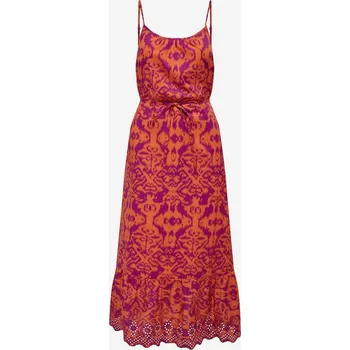 Dámské šaty Oranžové dámské vzorované midi šaty ONLY Lou Only tmavě červená 2805090