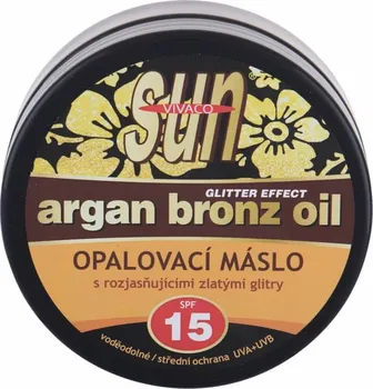 Přípravek na opalování Vivaco Sun Argan Bronz Oil Glitter Effect Tanning Butter SPF15 200 ml