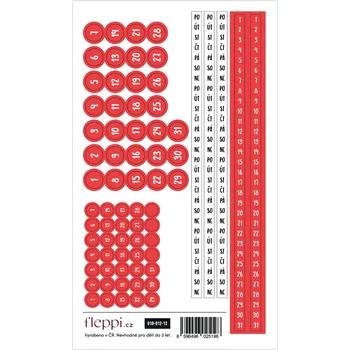 samolepka Fleppi Color coding kolekce | červená – čísla