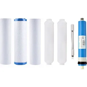 Ochranný vodní filtr Sada filtrů 10" k RO 5µm+uhlík+1µm+membrána 75 GPD+AICRO+AIMRO+UV Mineralizace: Mineralizace polovypálený dolomit ve filtru, UV zářivka: Bez UV zářivky