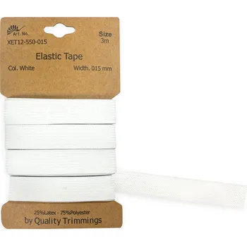 Textilní guma Pruženka tkaná 1,5 cm - balení 3 metry Barva: Bílá - 550