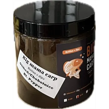 Boilies Big mama carp Boilies v Dipu Oliheň Chobotnice Black Pepper 24 mm 250 ml
