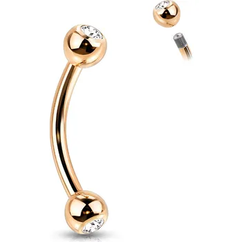 Piercing Atreya Titanový banánek s kuličkami a zirkony barevný Barva: Rosegold, Velikost: 1,2 mm, Délka / Průměr: 8 mm
