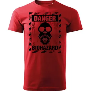 Pánské tričko STRIKER Tričko Danger biohazard Barva: Červená, Velikost: XXL