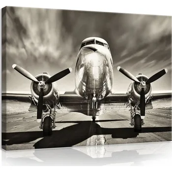 Obraz Postershop Obraz na plátne: Letadlo (cernobílé) - 75x100 cm