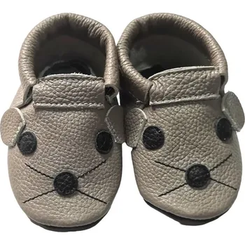 Capáčky EBOOBA Kožené capáčky s koženou podrážkou myš 3-4 roky Šedá 26