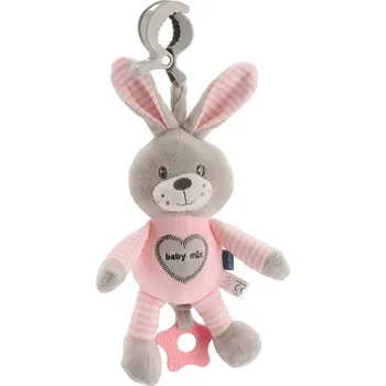 Hračka pro nejmenší Edukační hrající plyšová hračka s klipem Baby Mix králík růžový