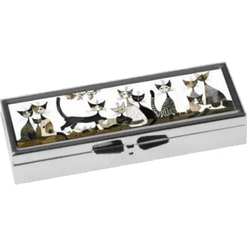 Kosmetické zrcátko Lékovka dělená týdenní, Rosina Wachtmeister - Kočky v šedém (Lékovka s kočkou, kočka)