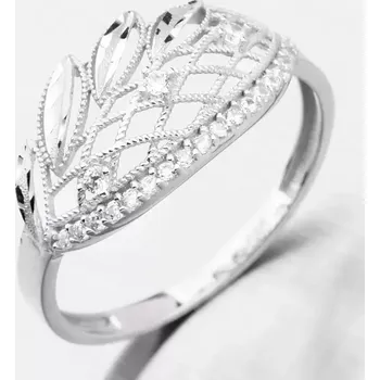 Šperk Dámský prsten bílé zlato 585 zirkon 11R-342 velikost 59