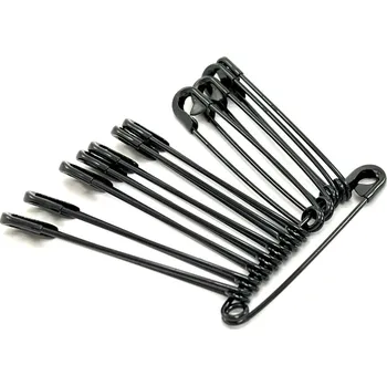 Černé spínací špendlíky č. 5 - 12 ks - rozměr 1 cm x 6 cm