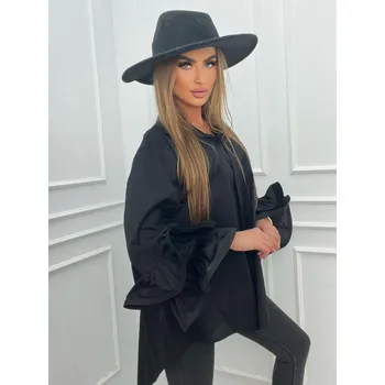 Černá dámská prodloužená halenka s volánky, VELIKOST UNI ( S, M , L )