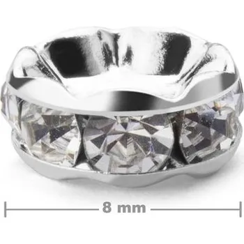 Korálek Manumi štrasová rondelka 8 mm stříbrná Crystal