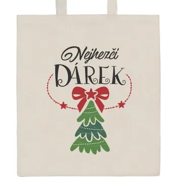 Nákupní taška Bavlněná nákupní taška přírodní s potiskem New Baby Nejhezčí DÁREK